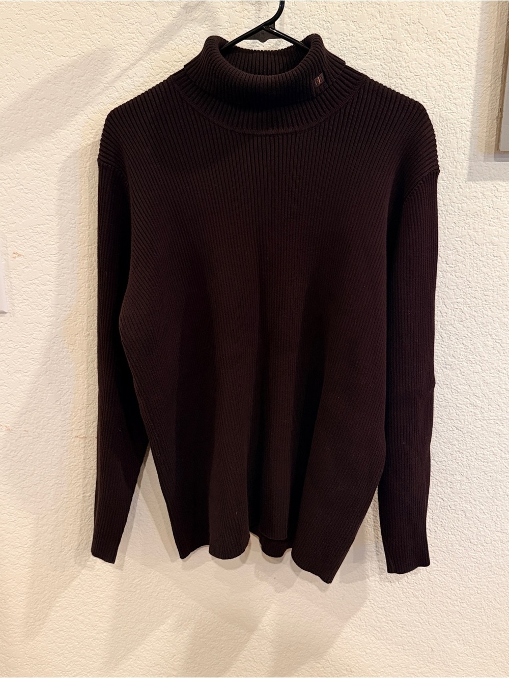 Lauren Ralph Lauren Women's Dark Brown Ribbed Turtleneck Sweater 100% cotton
